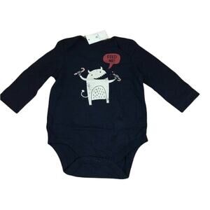 Gap Boys Bodysuit Size 3-6 Months Blue Galaxy Candy Cane Monster Feed Me NEW